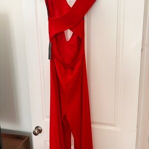 Elegant Red Cutout Jumpsuit
